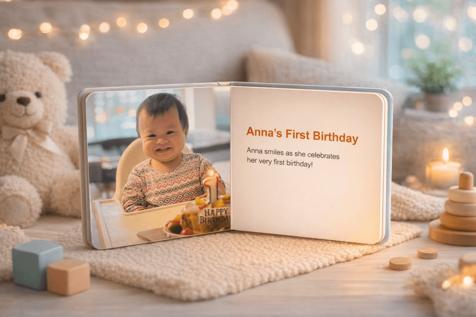 AI-generated personalized board book made from family photos