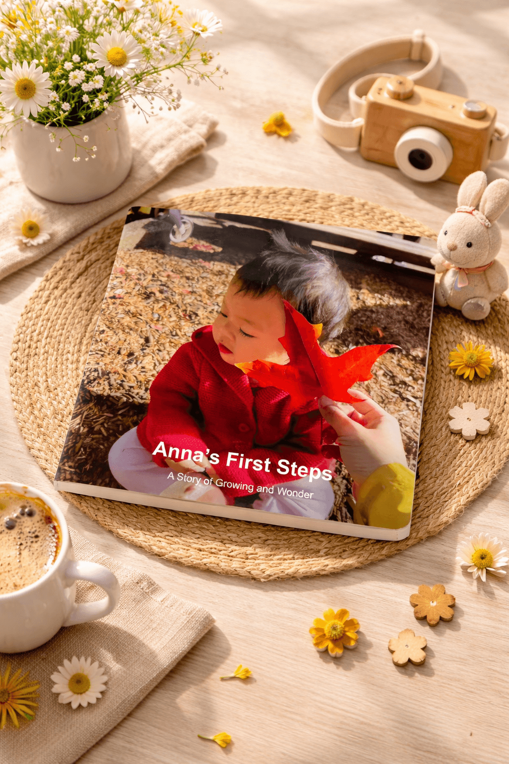 Family reading a personalized board book made from real family photos